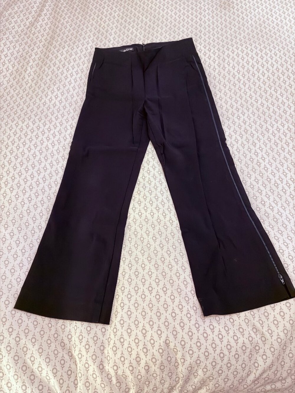 Vintage Y2K Bebe Black Low Rise Black Slacks Womens 26 Full Side Zip Made in USA
